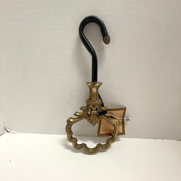 DGMD Other - Vintage Brass Fireplace Damper Opener Hook Scrolled Base Ornate Iron Hook